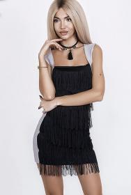 Коктейльное платье-мини с бахромой